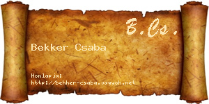 Bekker Csaba névjegykártya